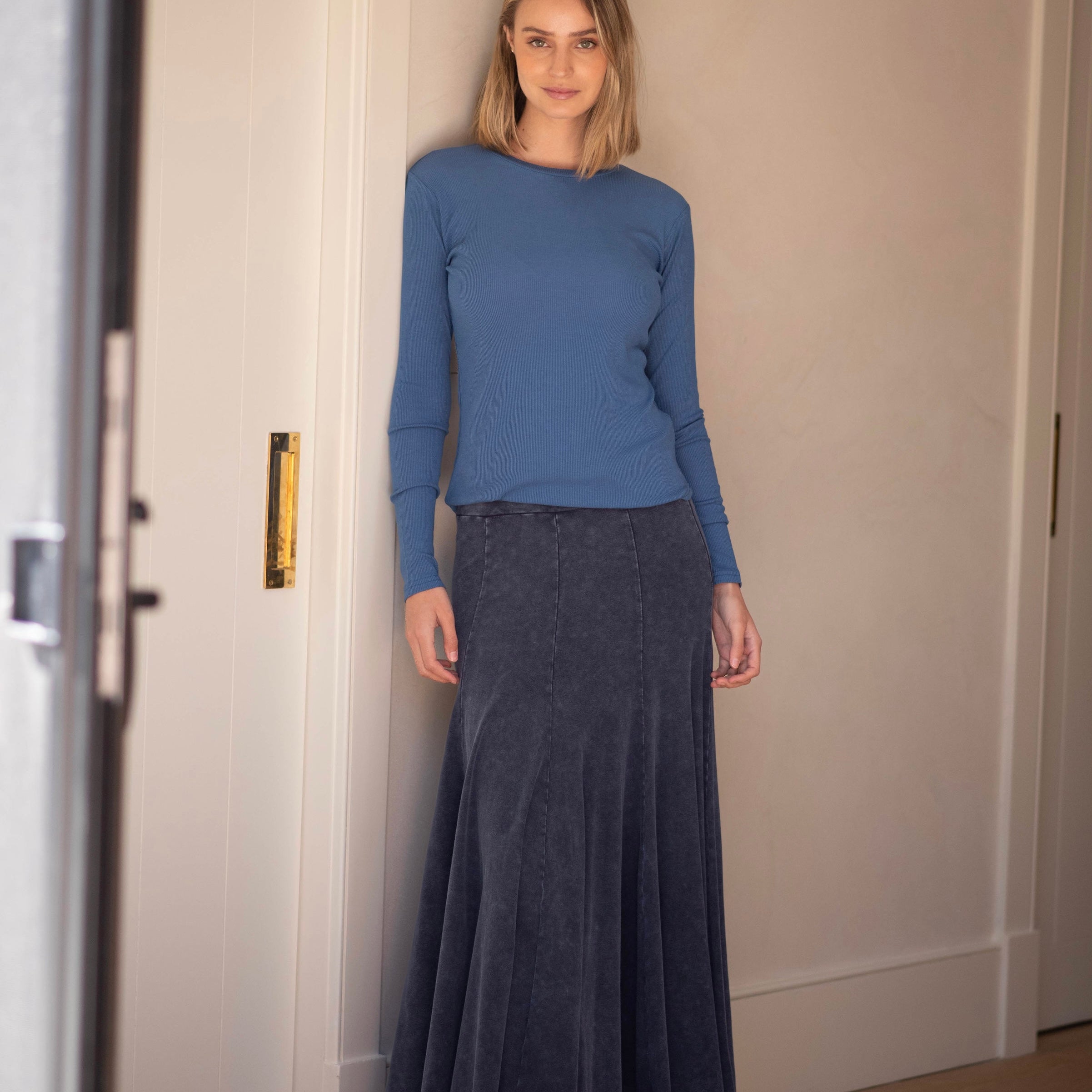 Acid Washed Panel Skirt | Blue [Final Sale]
