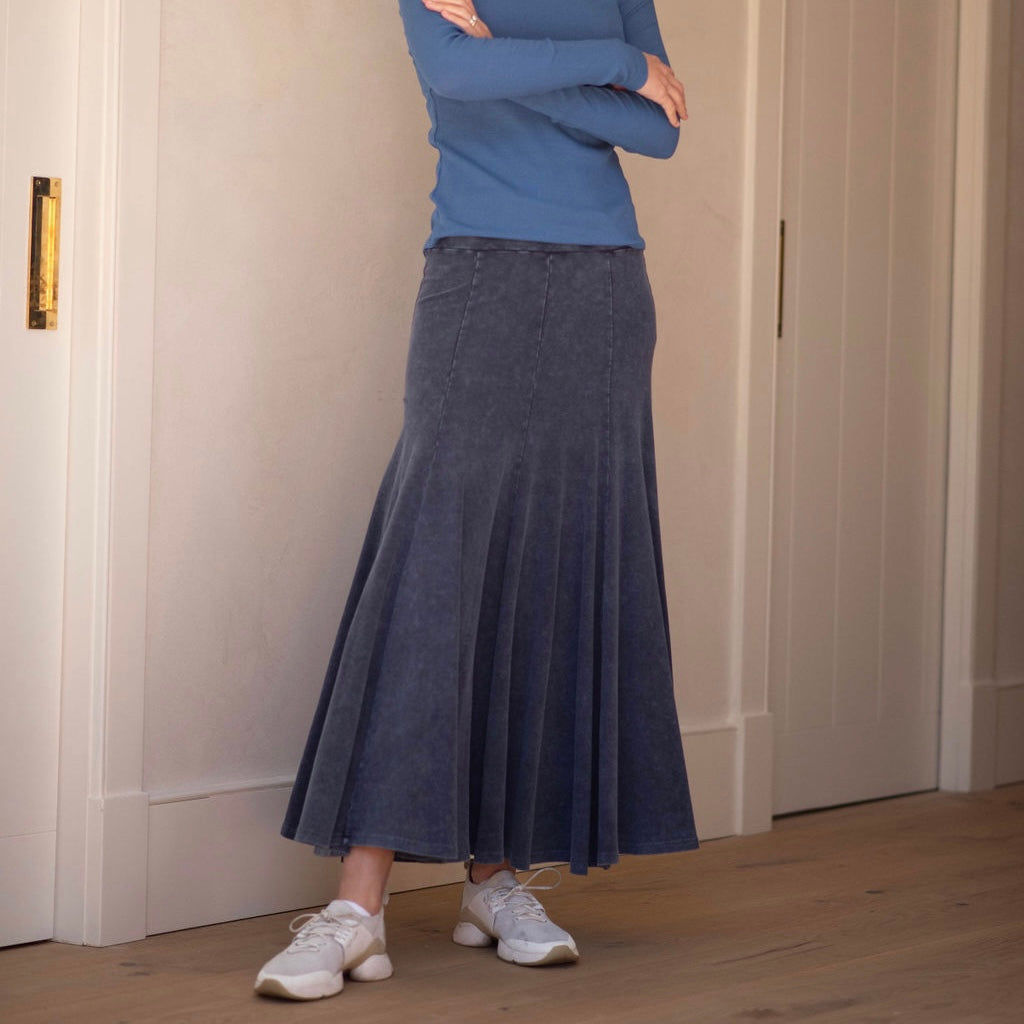 Acid Washed Panel Skirt | Blue [Final Sale]