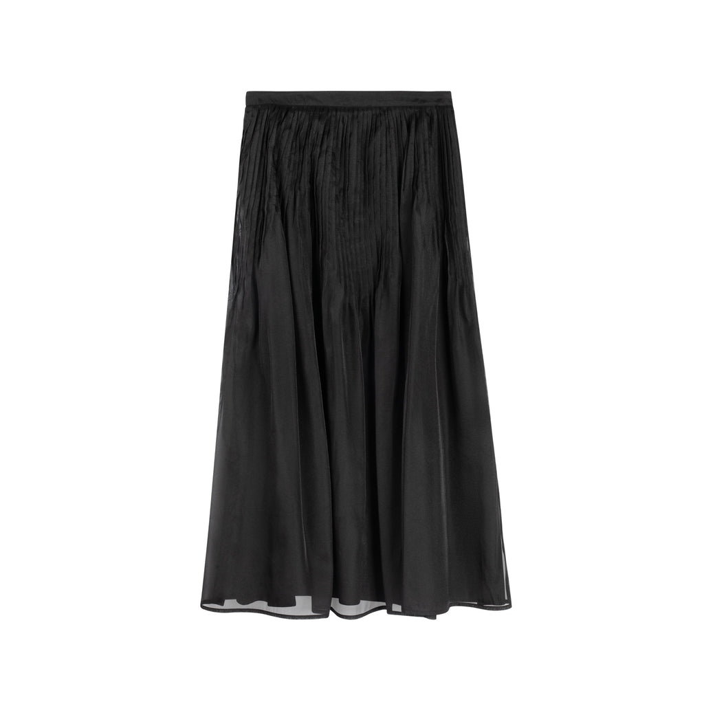 Pleated Chiffon Skirt | Black [Final Sale]
