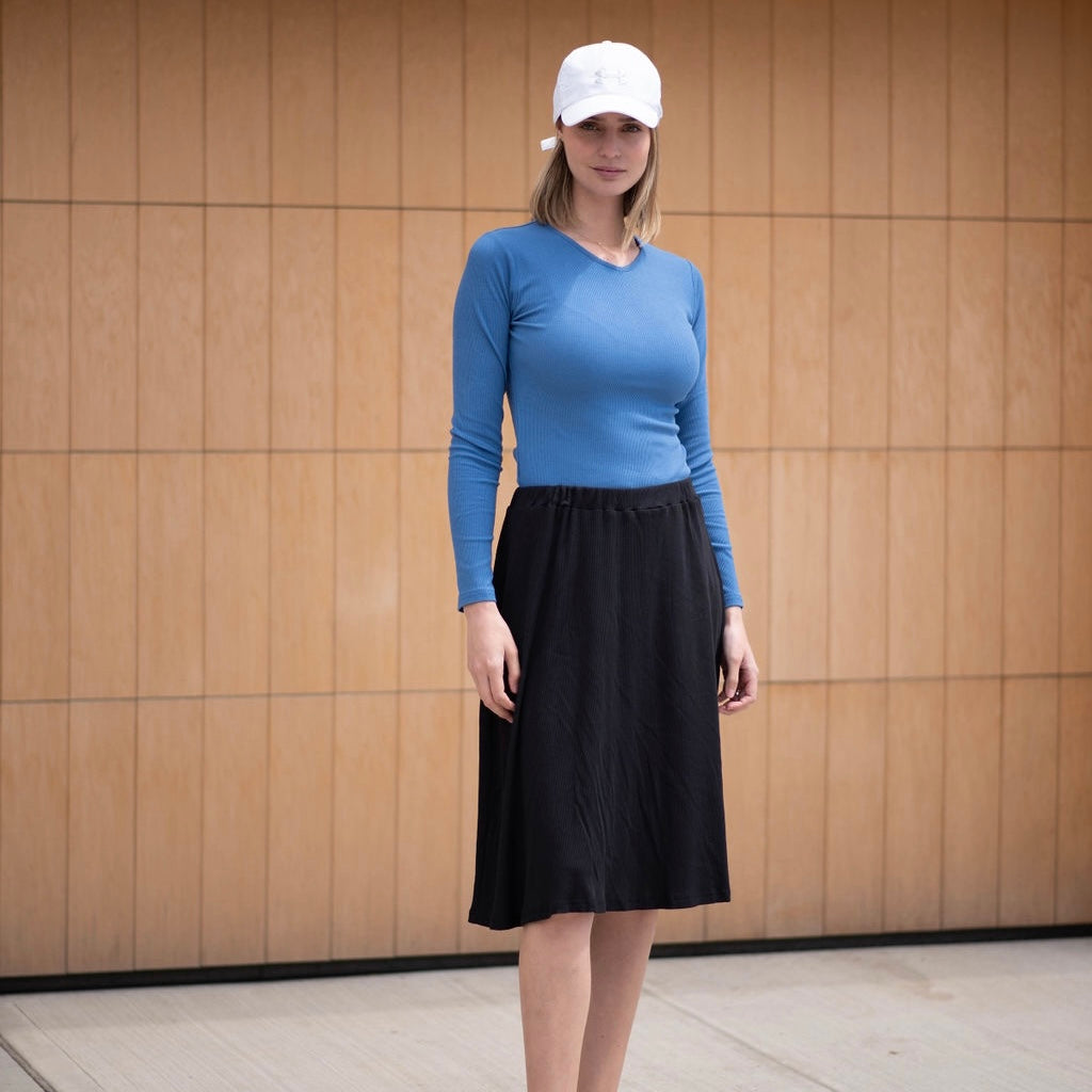 Ribbed V-Neck Tee | Periwinkle
