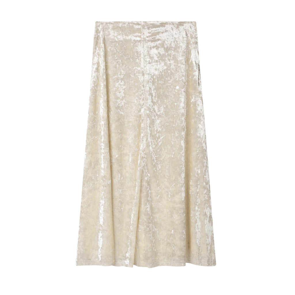 Crushed Velvet Skirt | Cream [Final Sale]