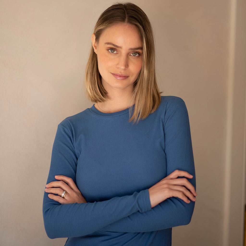 Ribbed Crewneck Tee | Periwinkle