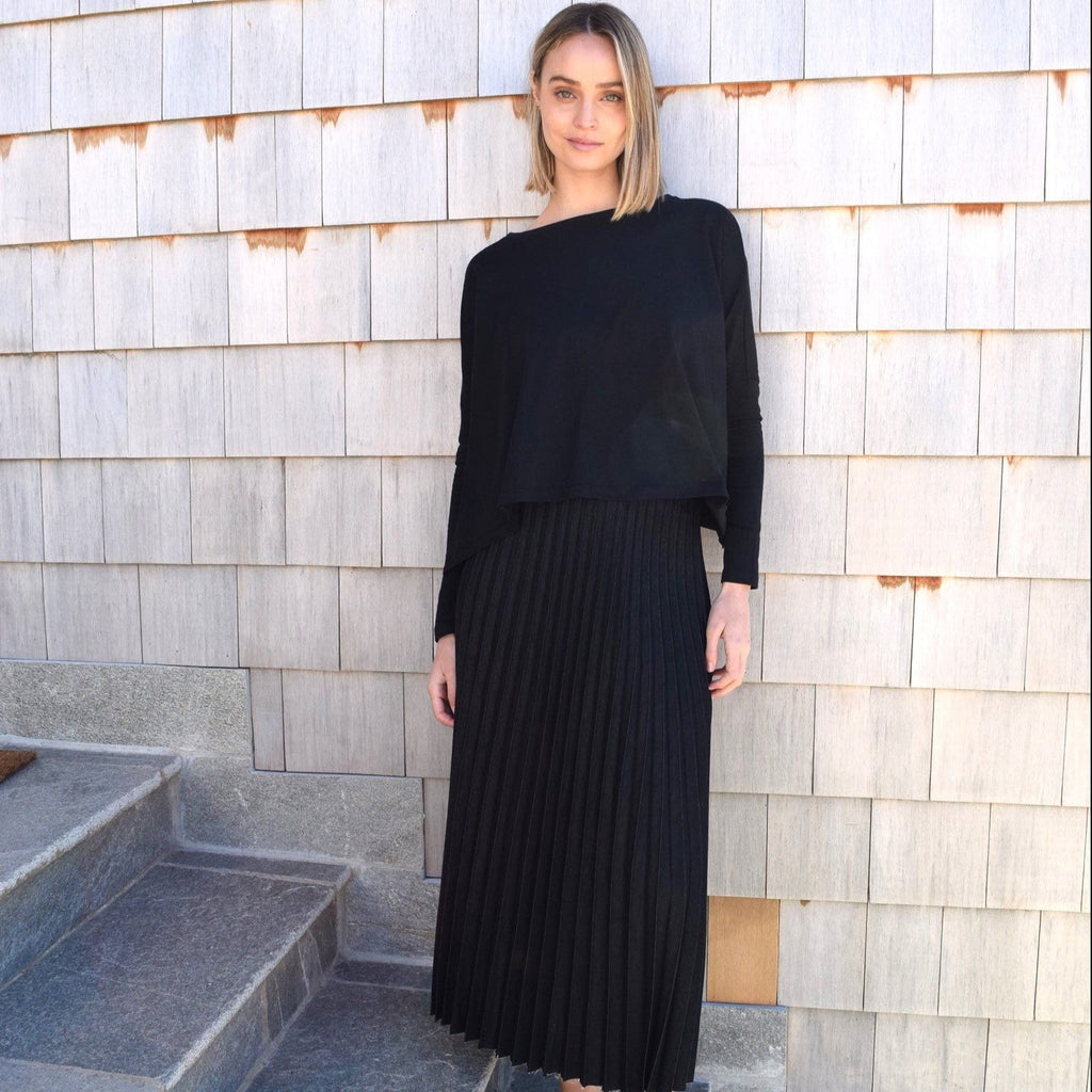 Pleated Denim Maxi | Black